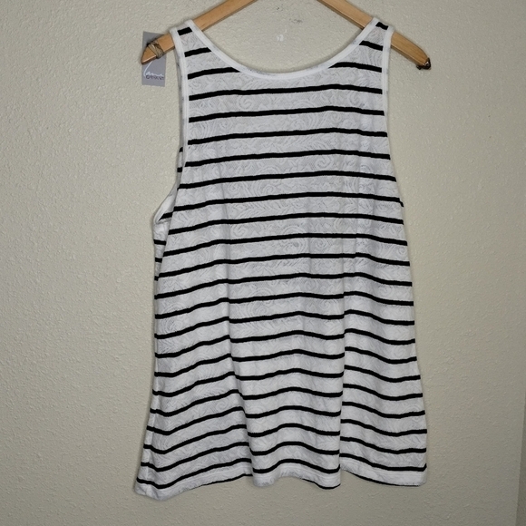 Lane Bryant Black White Stripe Lace Tank Top Plus Size 18 / 20 - Picture 4 of 8